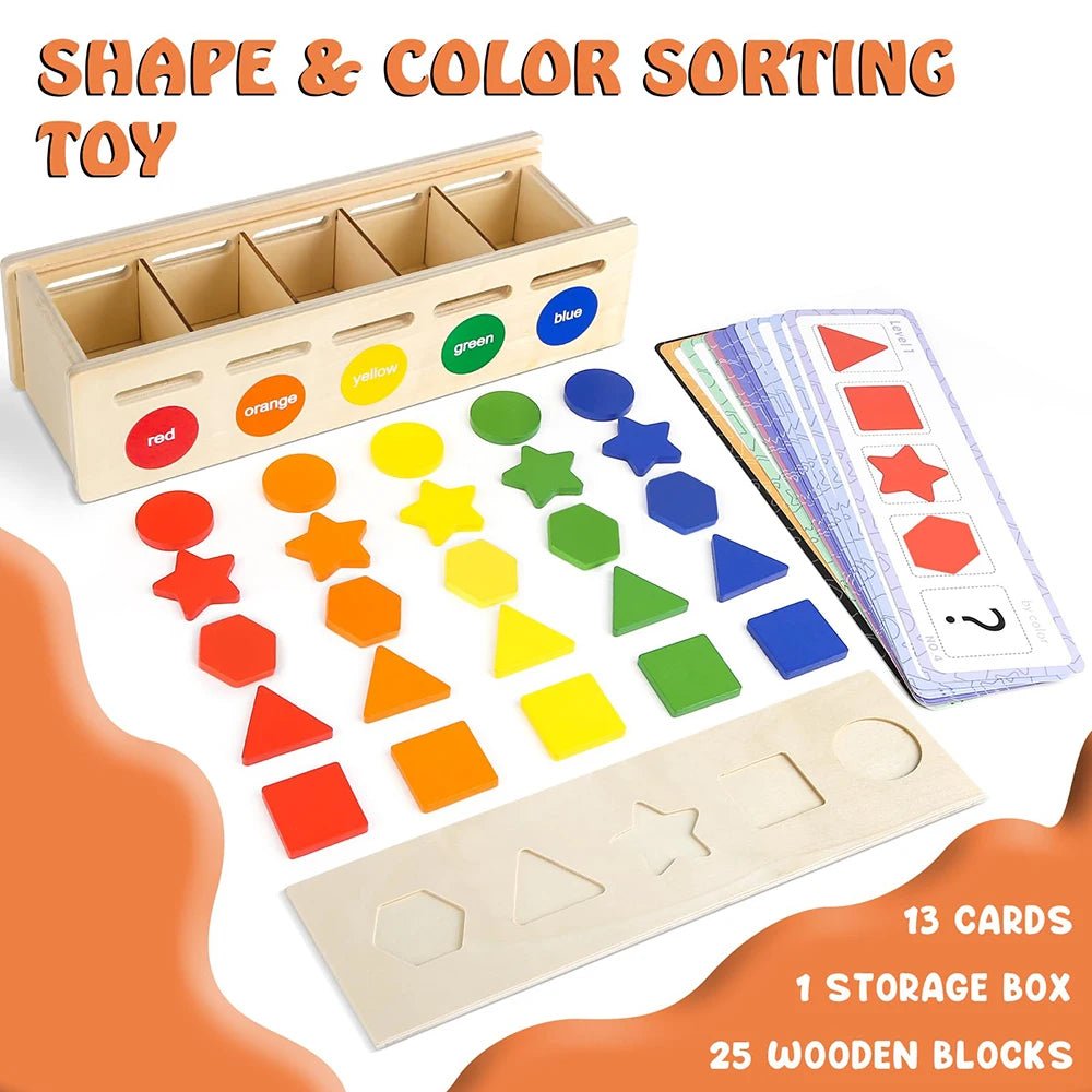 Wooden Color Shape Sorting Box - Bambolay