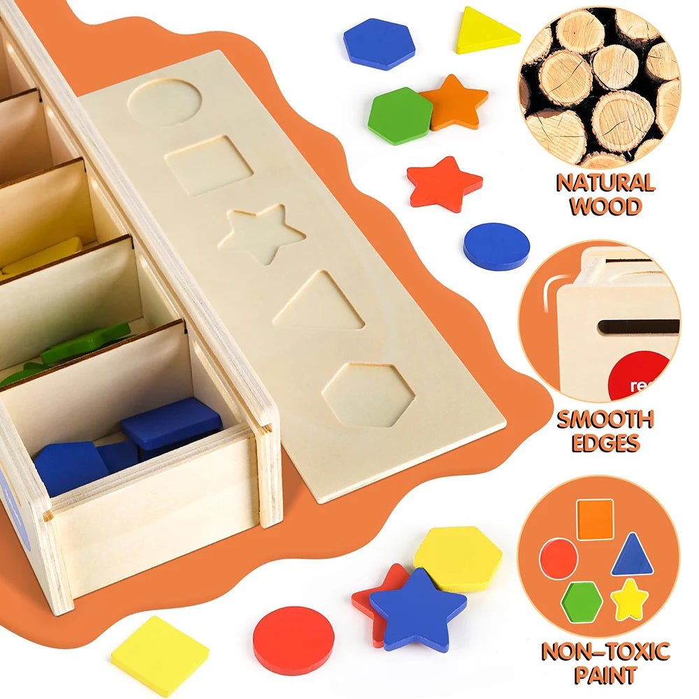 Wooden Color Shape Sorting Box - Bambolay