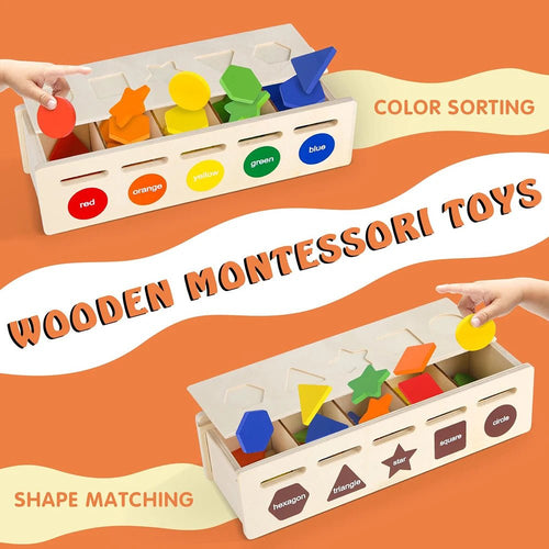 Wooden Color Shape Sorting Box - Bambolay